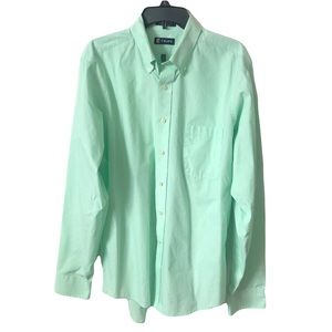 Chaps Mens Mint Green and White Checked Long sleeved button down shirt